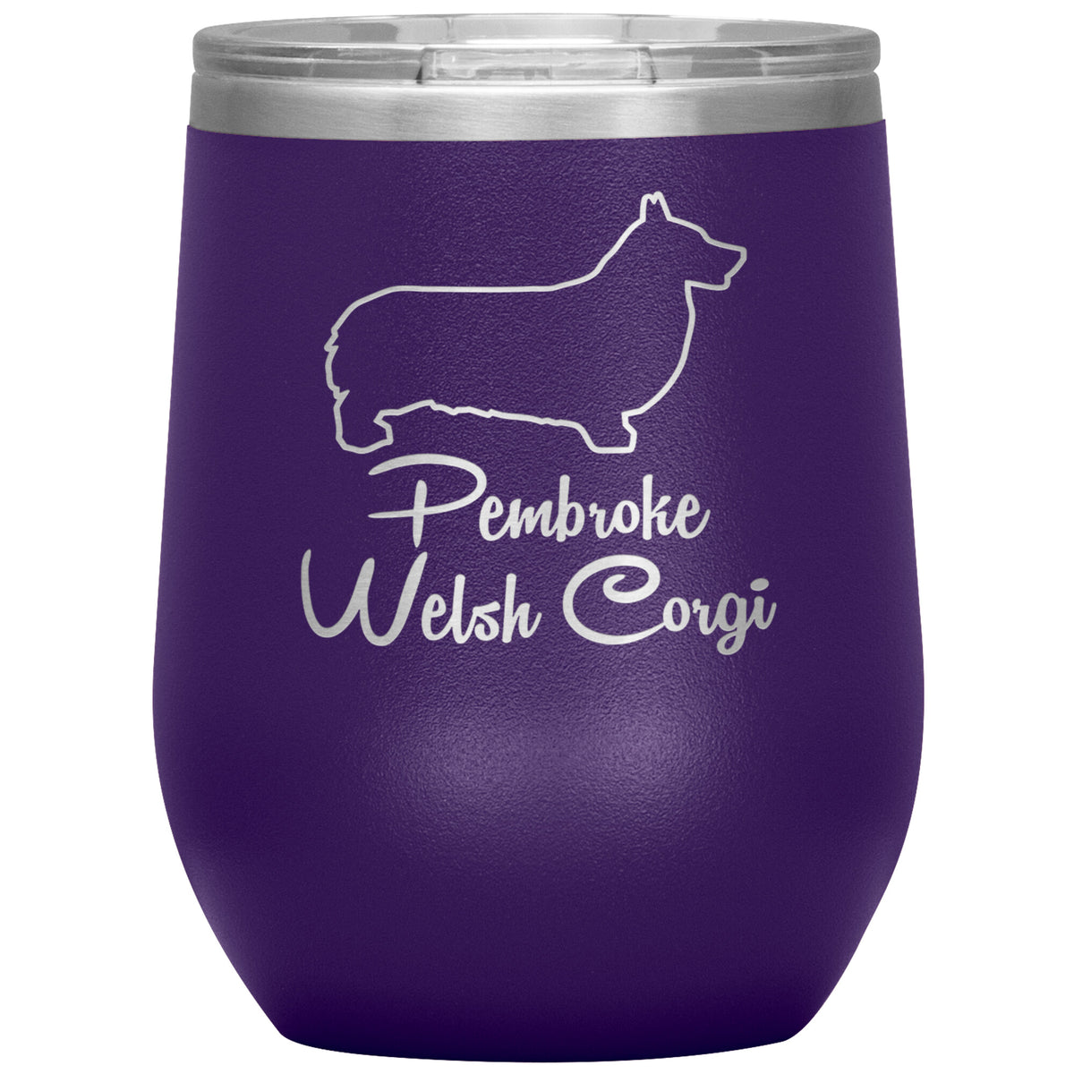 Pembroke Welsh Corgi Dog Outlined Silhouette 12oz Wine Insulated Tumbler