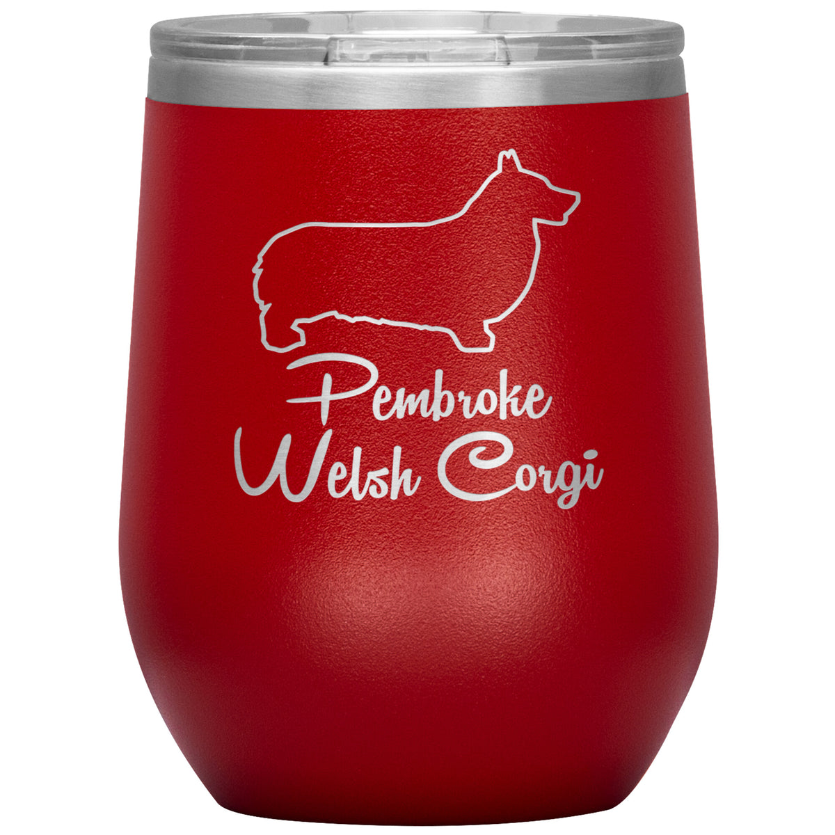Pembroke Welsh Corgi Dog Outlined Silhouette 12oz Wine Insulated Tumbler