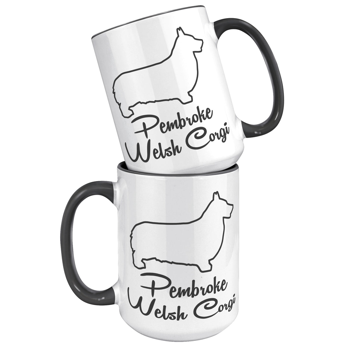 Pembroke Welsh Corgi Dog Outlined Silhouette 15oz Accent Mug