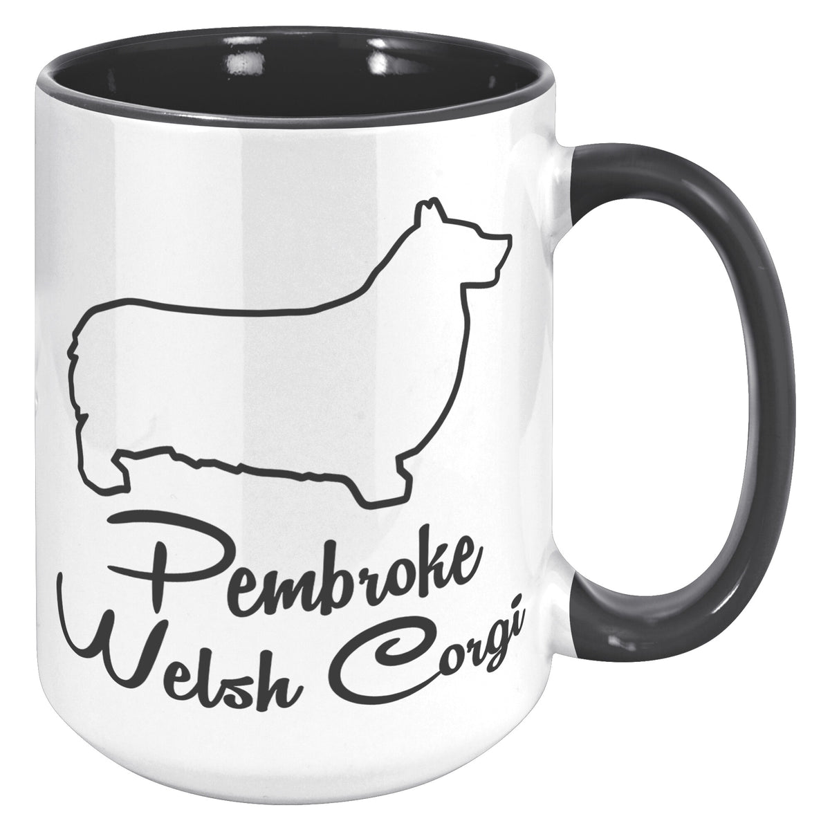 Pembroke Welsh Corgi Dog Outlined Silhouette 15oz Accent Mug