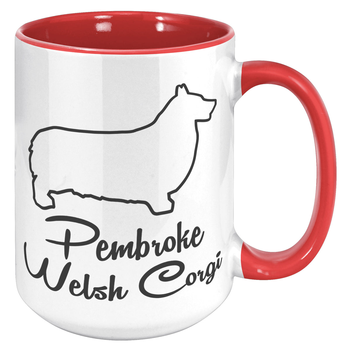 Pembroke Welsh Corgi Dog Outlined Silhouette 15oz Accent Mug