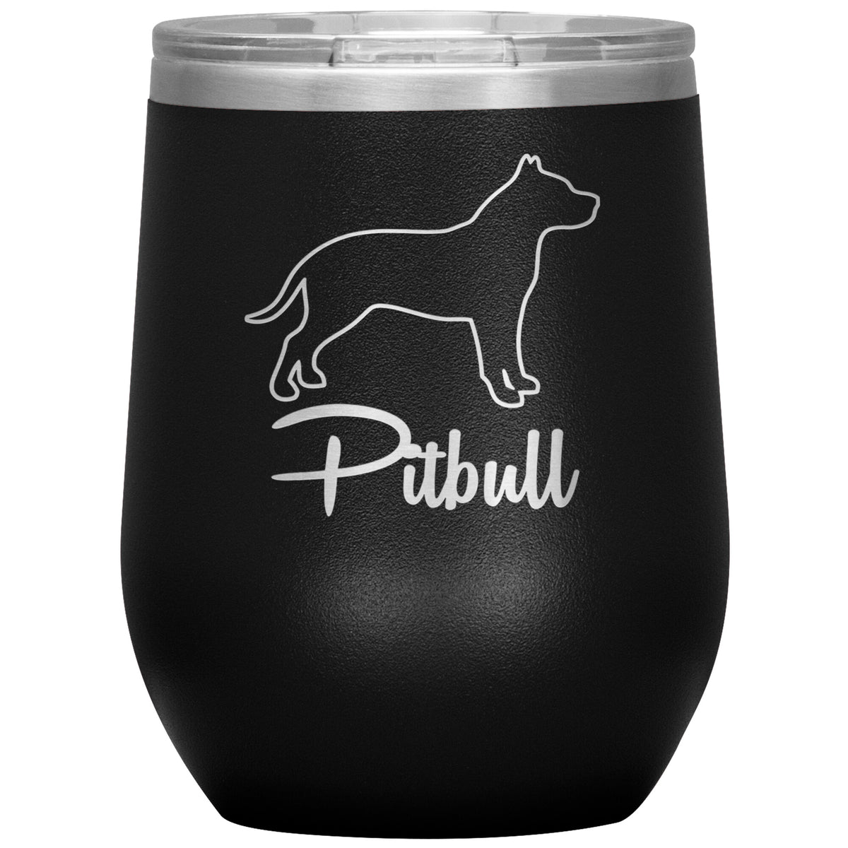 Pitbull Dog Outlined Silhouette 12oz Wine Insulated Tumbler