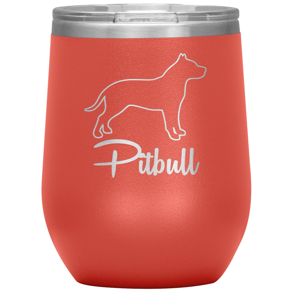 Pitbull Dog Outlined Silhouette 12oz Wine Insulated Tumbler