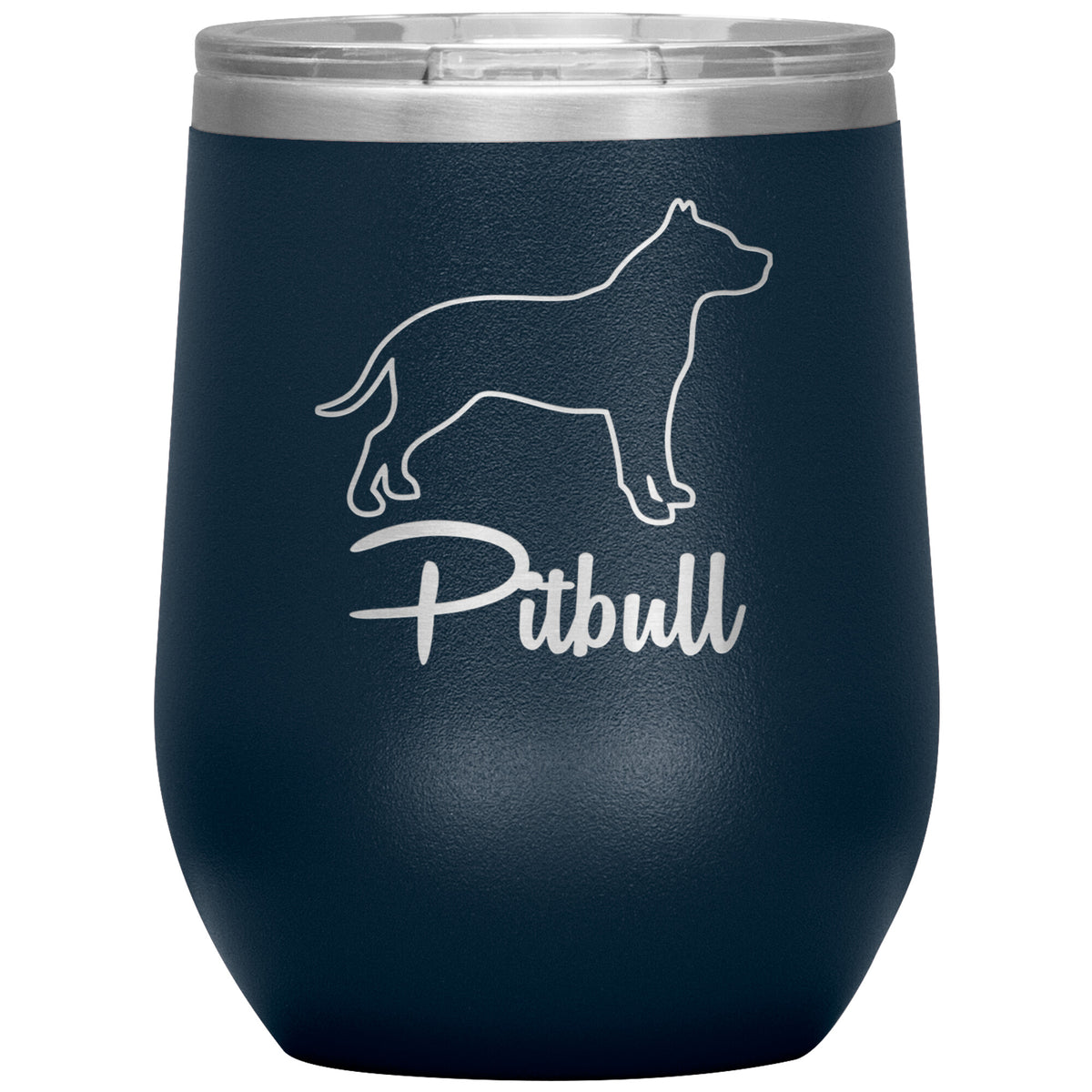 Pitbull Dog Outlined Silhouette 12oz Wine Insulated Tumbler