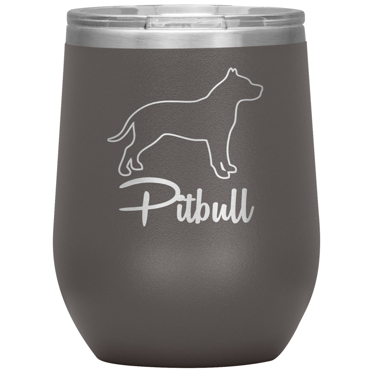 Pitbull Dog Outlined Silhouette 12oz Wine Insulated Tumbler