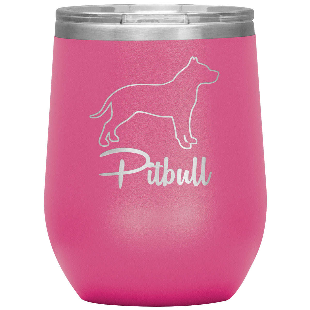 Pitbull Dog Outlined Silhouette 12oz Wine Insulated Tumbler