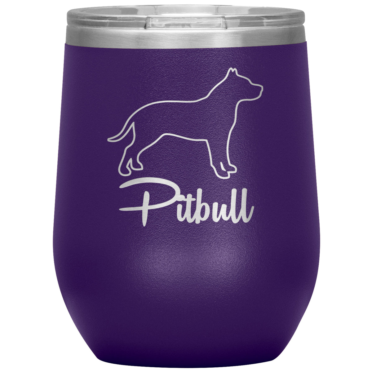 Pitbull Dog Outlined Silhouette 12oz Wine Insulated Tumbler
