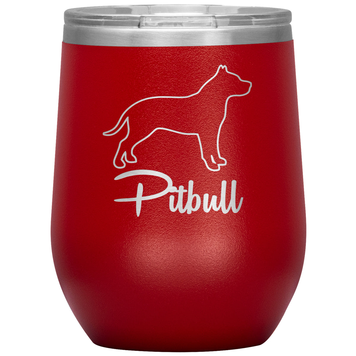 Pitbull Dog Outlined Silhouette 12oz Wine Insulated Tumbler