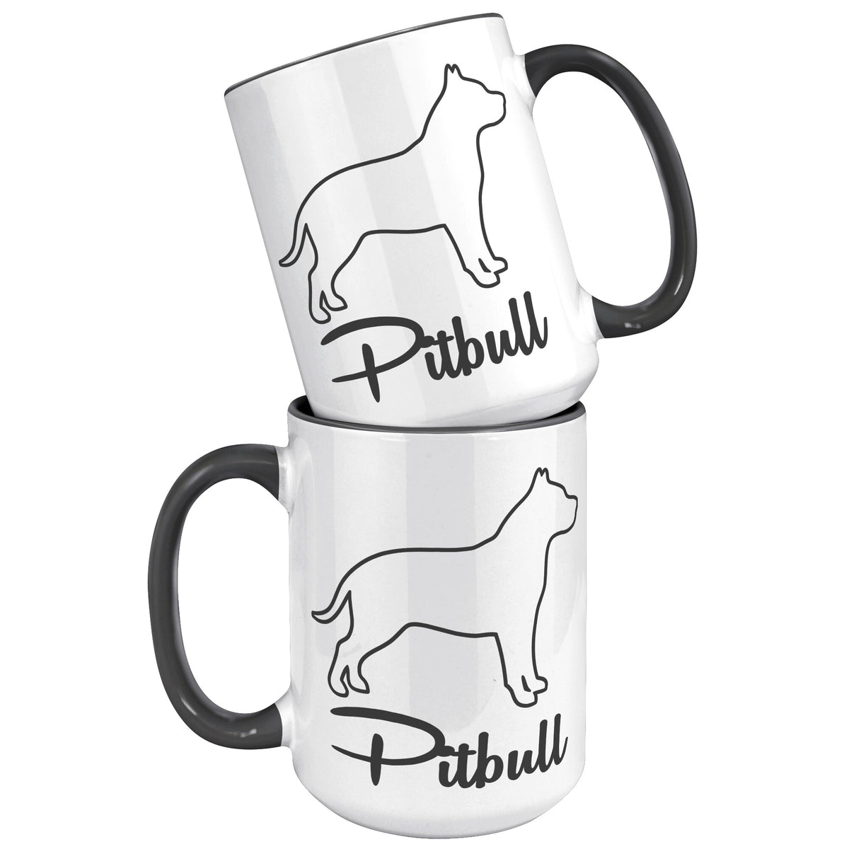 Pitbull Dog Outlined Silhouette 15oz Accent Mug