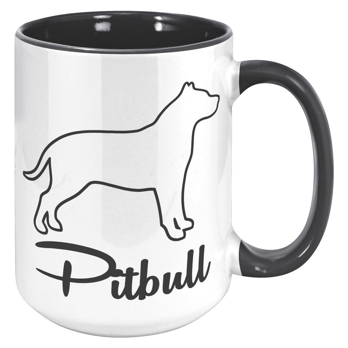 Pitbull Dog Outlined Silhouette 15oz Accent Mug