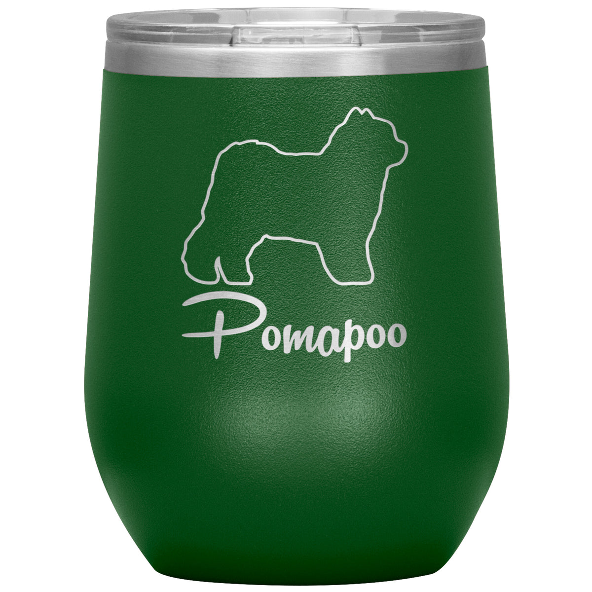 Pomapoo Dog Outlined Silhouette 12oz Wine Insulated Tumbler