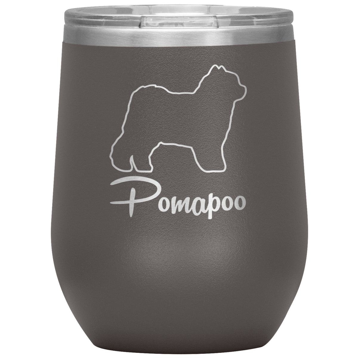 Pomapoo Dog Outlined Silhouette 12oz Wine Insulated Tumbler