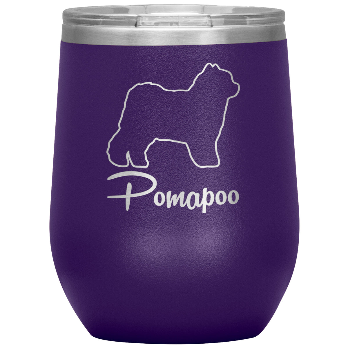 Pomapoo Dog Outlined Silhouette 12oz Wine Insulated Tumbler