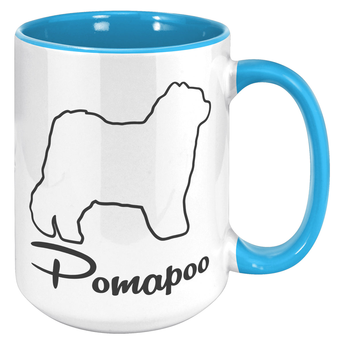 Pomapoo Dog Outlined Silhouette 15oz Accent Mug