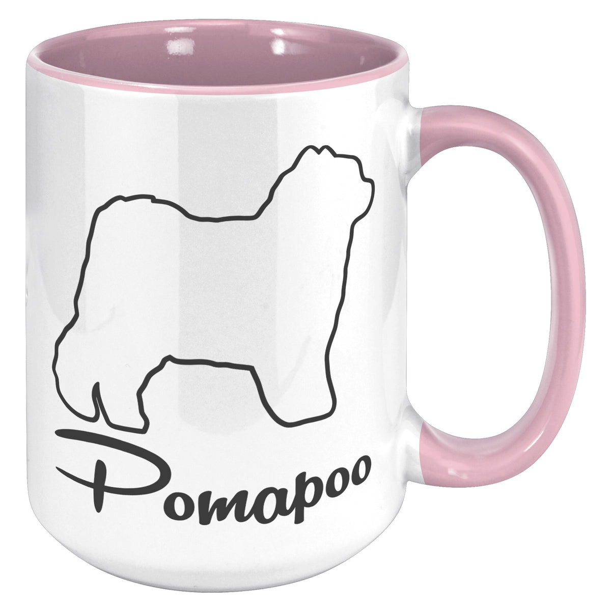 Pomapoo Dog Outlined Silhouette 15oz Accent Mug