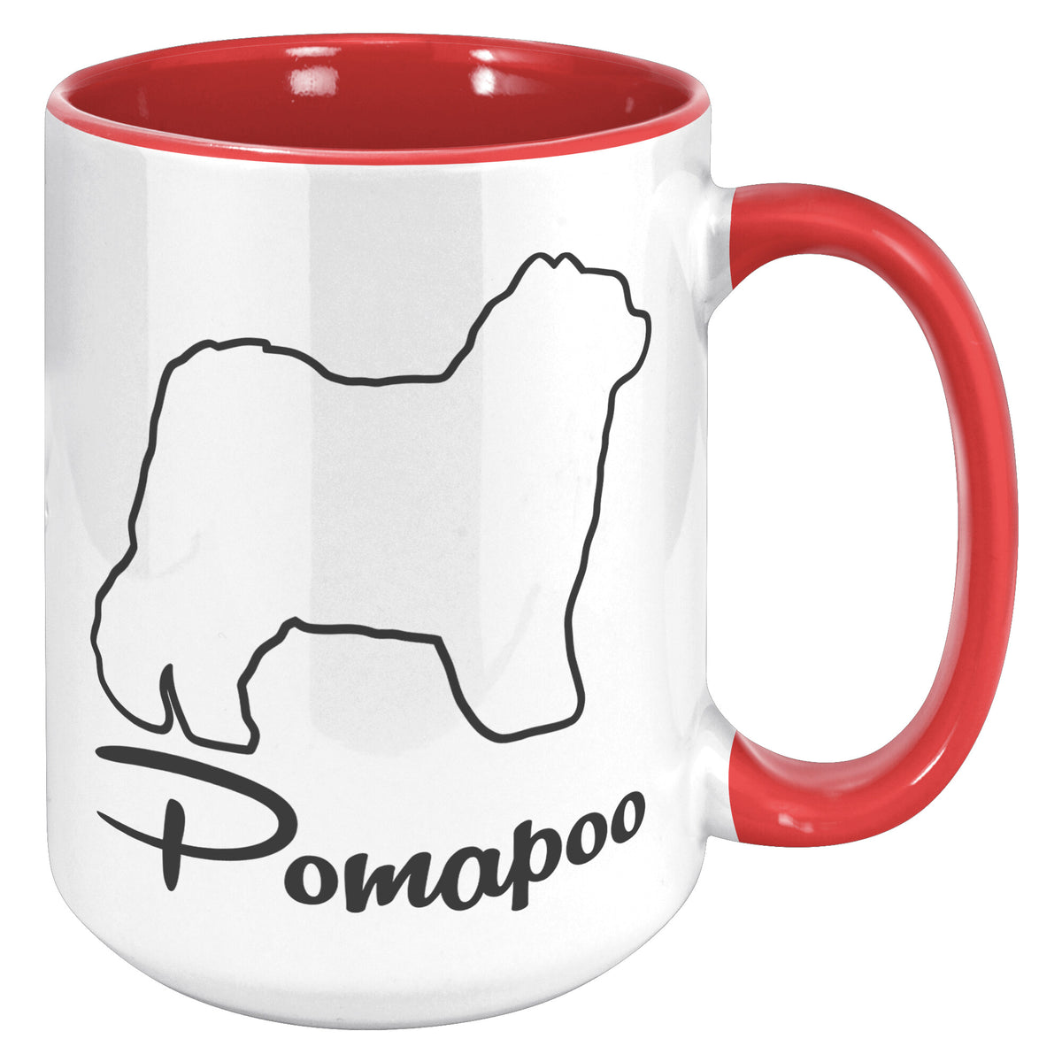 Pomapoo Dog Outlined Silhouette 15oz Accent Mug