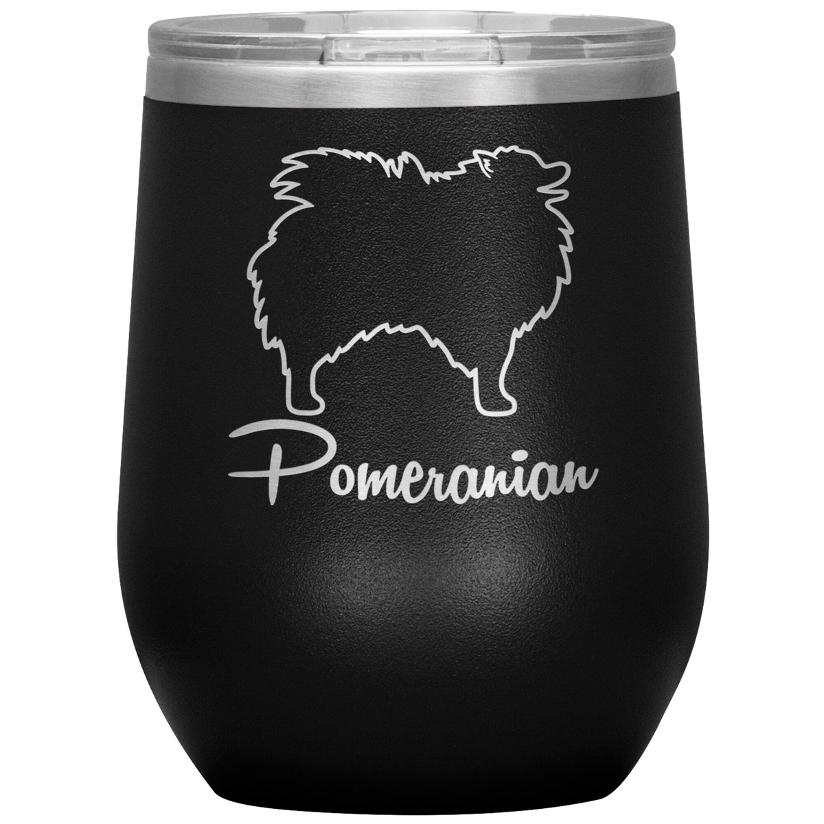 Pomeranian Dog Outlined Silhouette 12oz Wine Insulated Tumbler