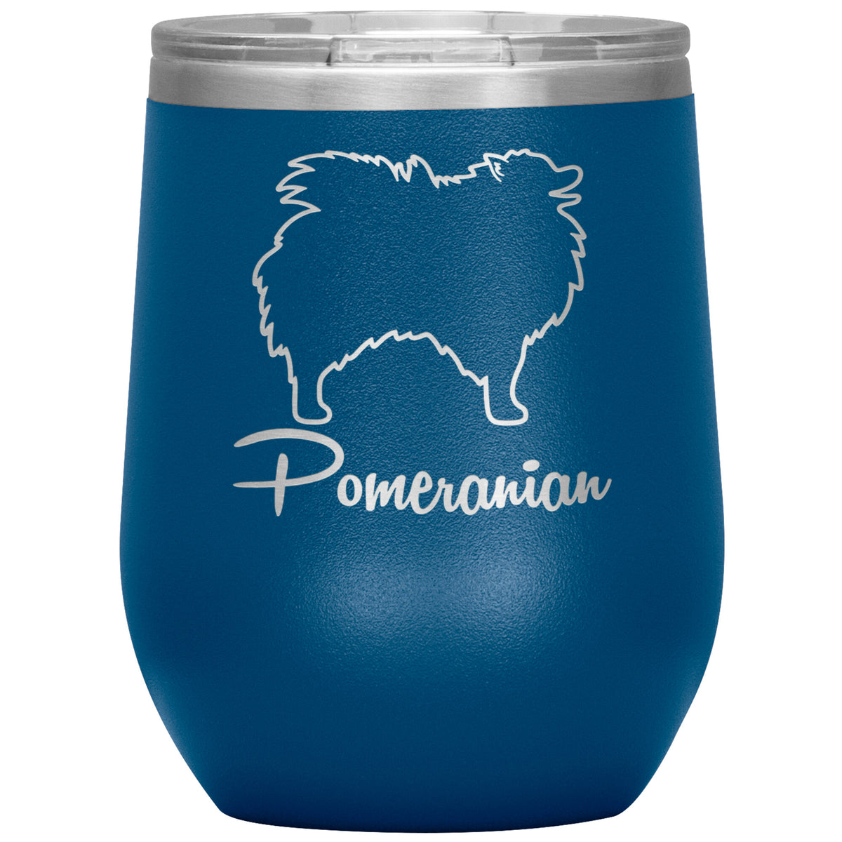 Pomeranian Dog Outlined Silhouette 12oz Wine Insulated Tumbler