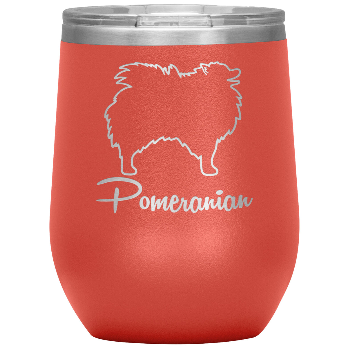 Pomeranian Dog Outlined Silhouette 12oz Wine Insulated Tumbler