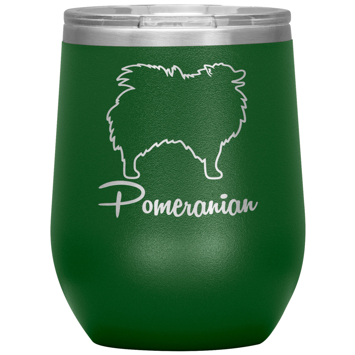 Pomeranian Dog Outlined Silhouette 12oz Wine Insulated Tumbler