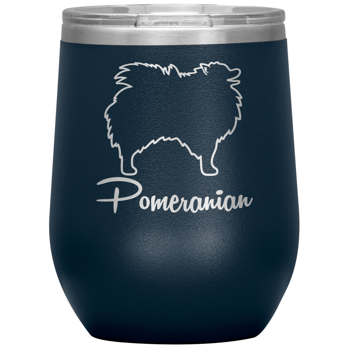 Pomeranian Dog Outlined Silhouette 12oz Wine Insulated Tumbler