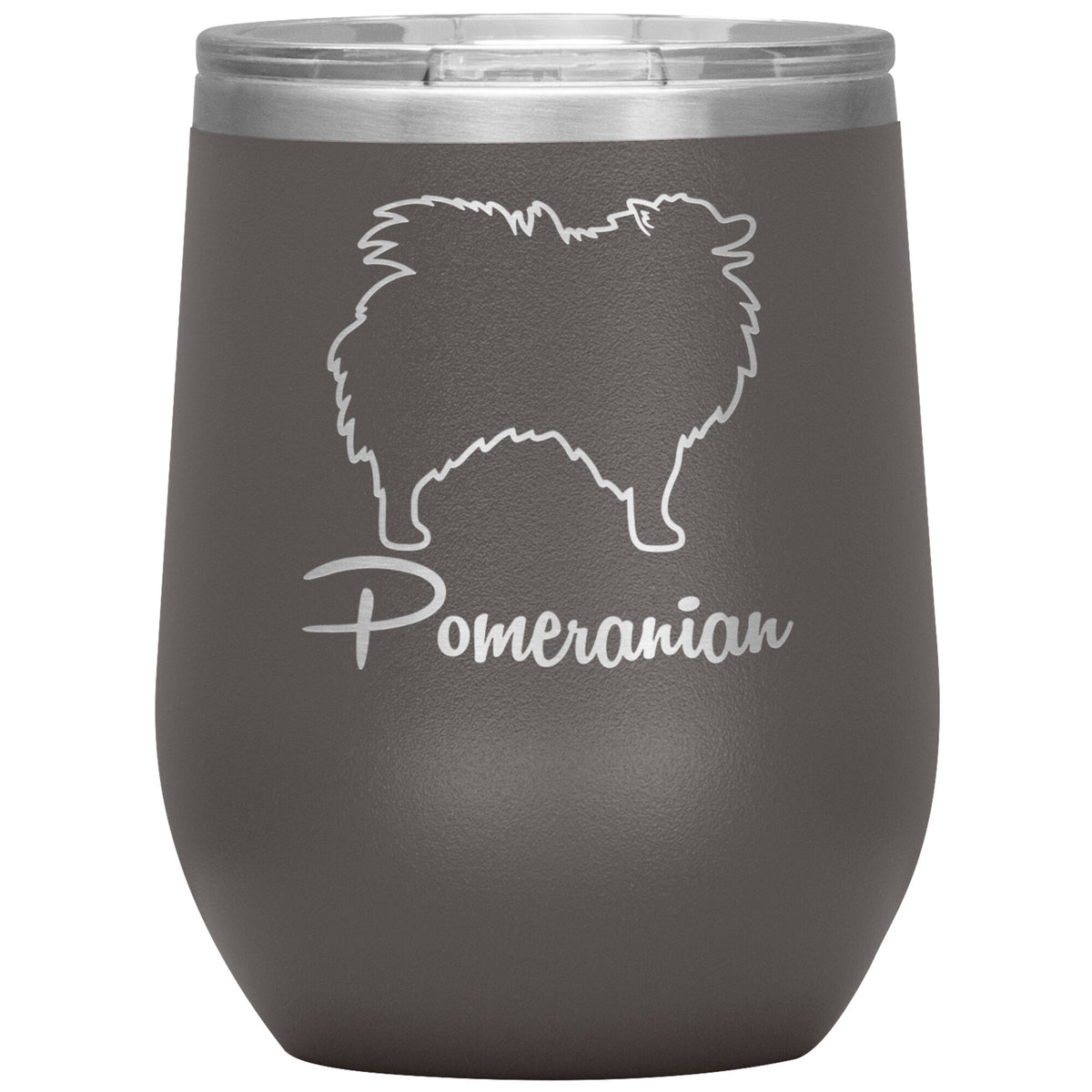 Pomeranian Dog Outlined Silhouette 12oz Wine Insulated Tumbler