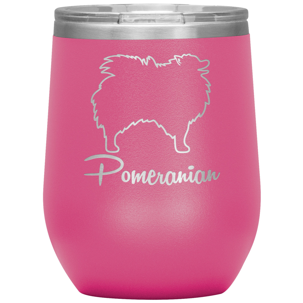 Pomeranian Dog Outlined Silhouette 12oz Wine Insulated Tumbler