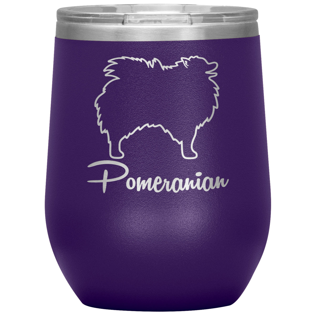 Pomeranian Dog Outlined Silhouette 12oz Wine Insulated Tumbler