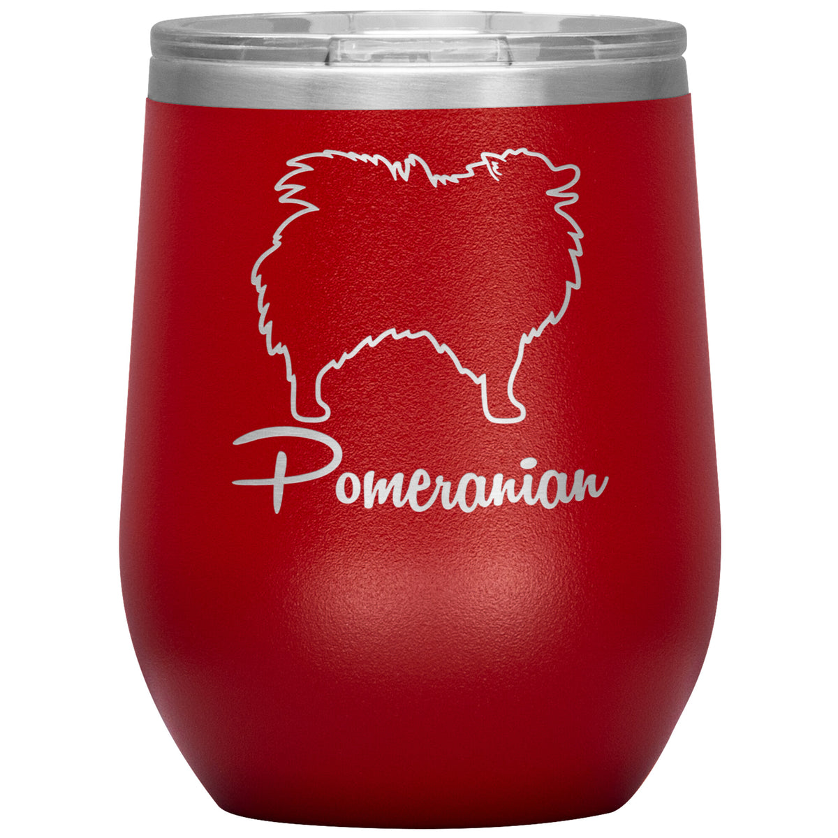 Pomeranian Dog Outlined Silhouette 12oz Wine Insulated Tumbler