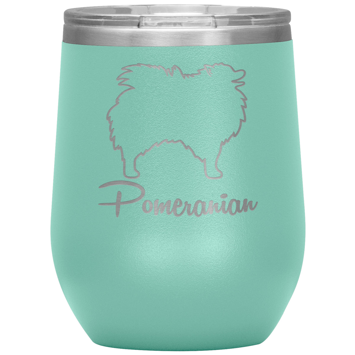 Pomeranian Dog Outlined Silhouette 12oz Wine Insulated Tumbler