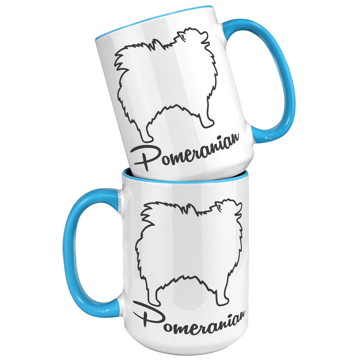 Pomeranian Dog Outlined Silhouette 15oz Accent Mug