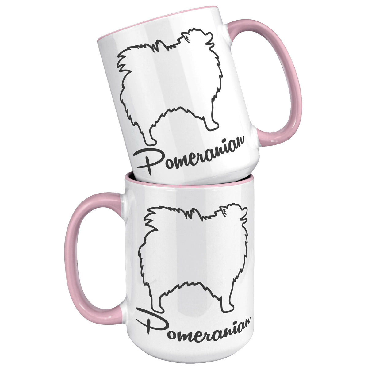 Pomeranian Dog Outlined Silhouette 15oz Accent Mug