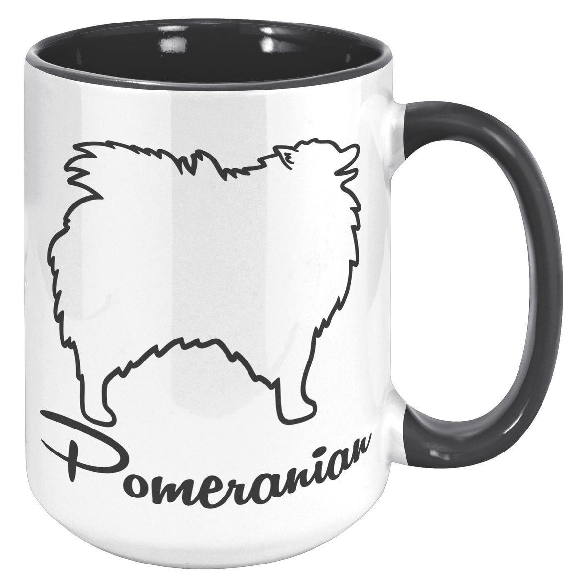 Pomeranian Dog Outlined Silhouette 15oz Accent Mug