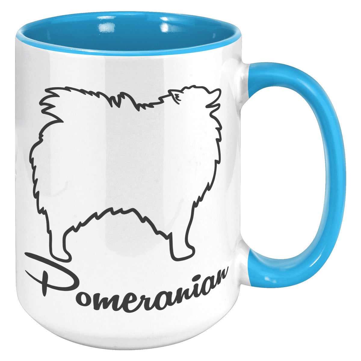 Pomeranian Dog Outlined Silhouette 15oz Accent Mug