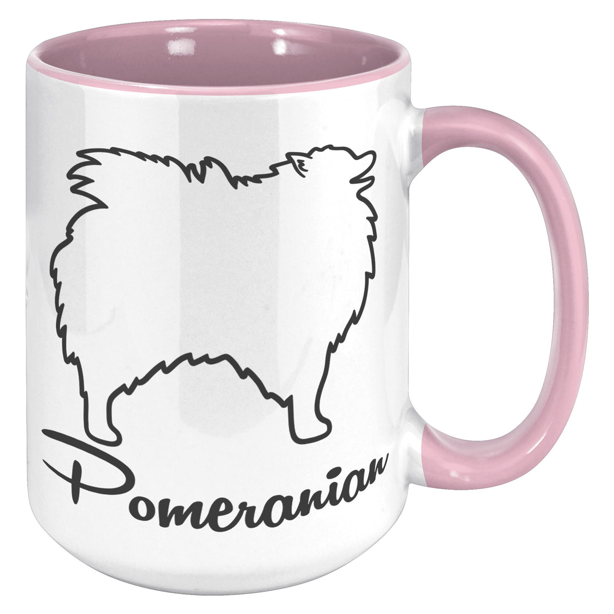 Pomeranian Dog Outlined Silhouette 15oz Accent Mug