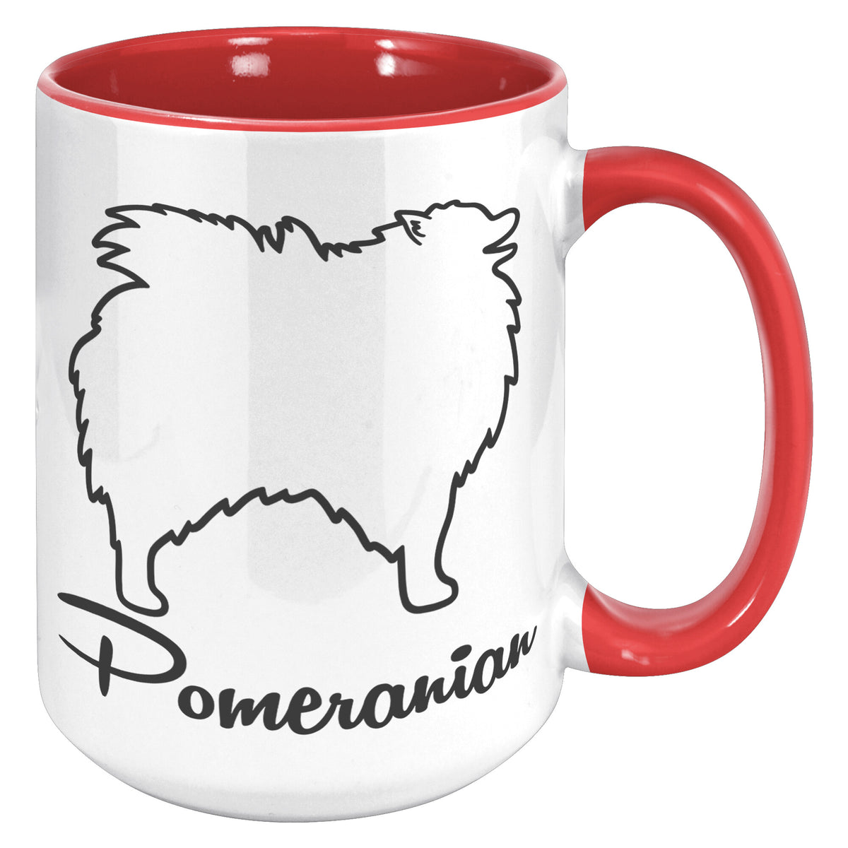 Pomeranian Dog Outlined Silhouette 15oz Accent Mug
