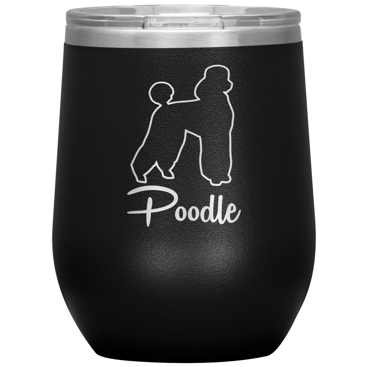 Poodle Dog Outlined Silhouette 12oz Wine Insulated Tumbler
