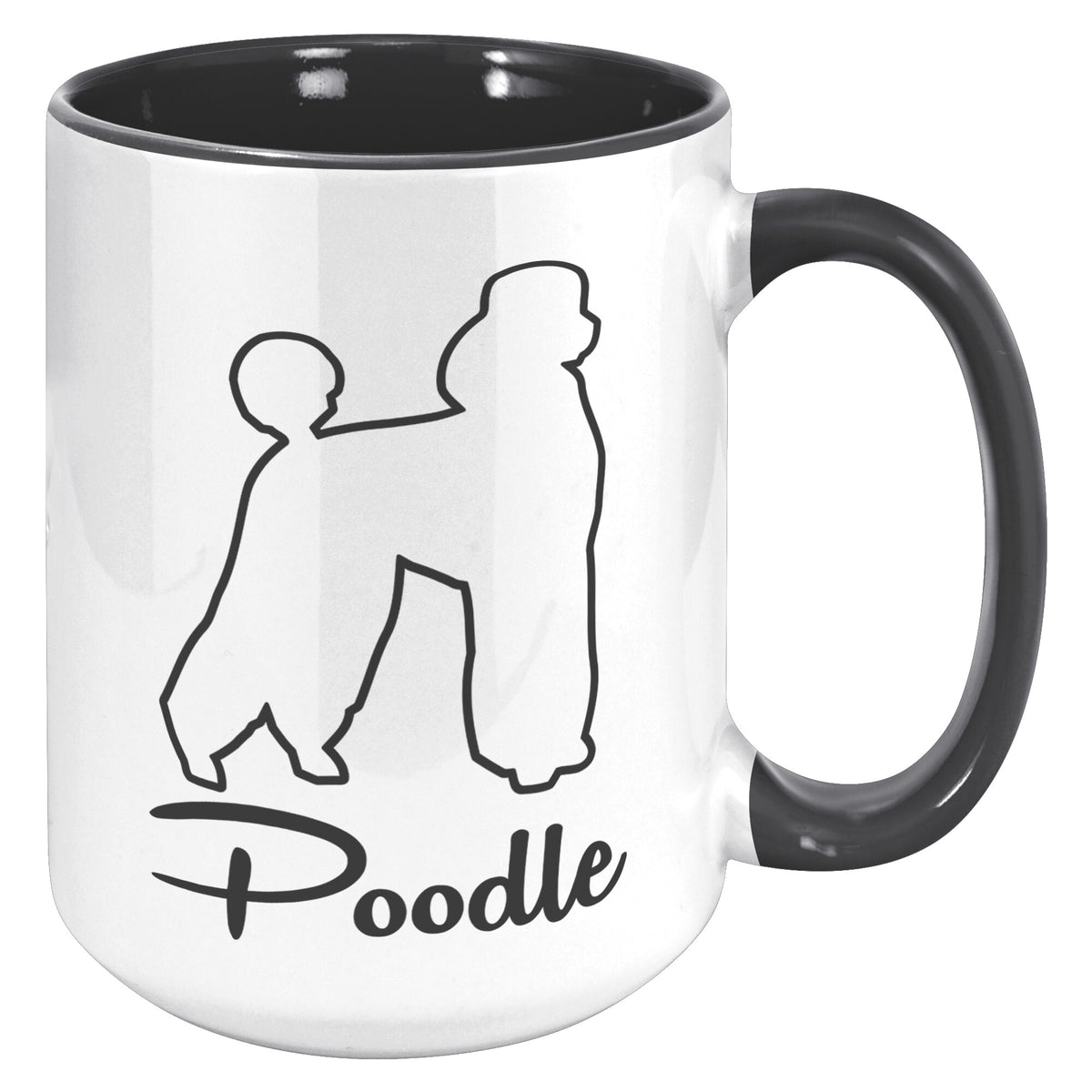 Poodle Dog Outlined Silhouette 15oz Accent Mug