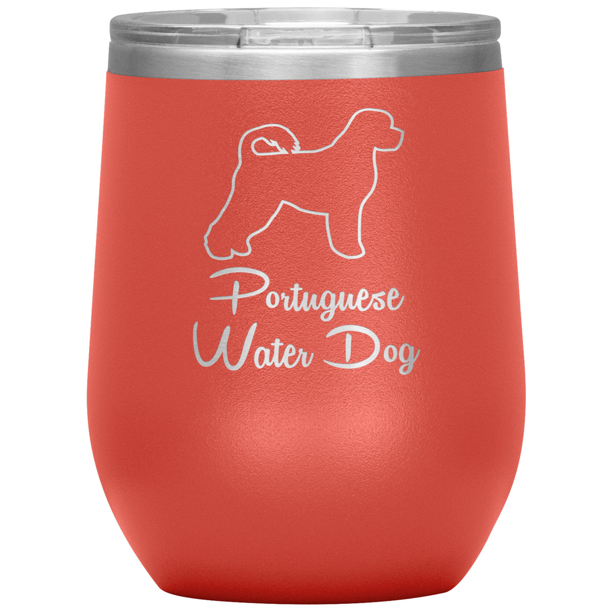 Portugese Water Dog Outlined Silhouette 12oz Wine Insulated Tumbler