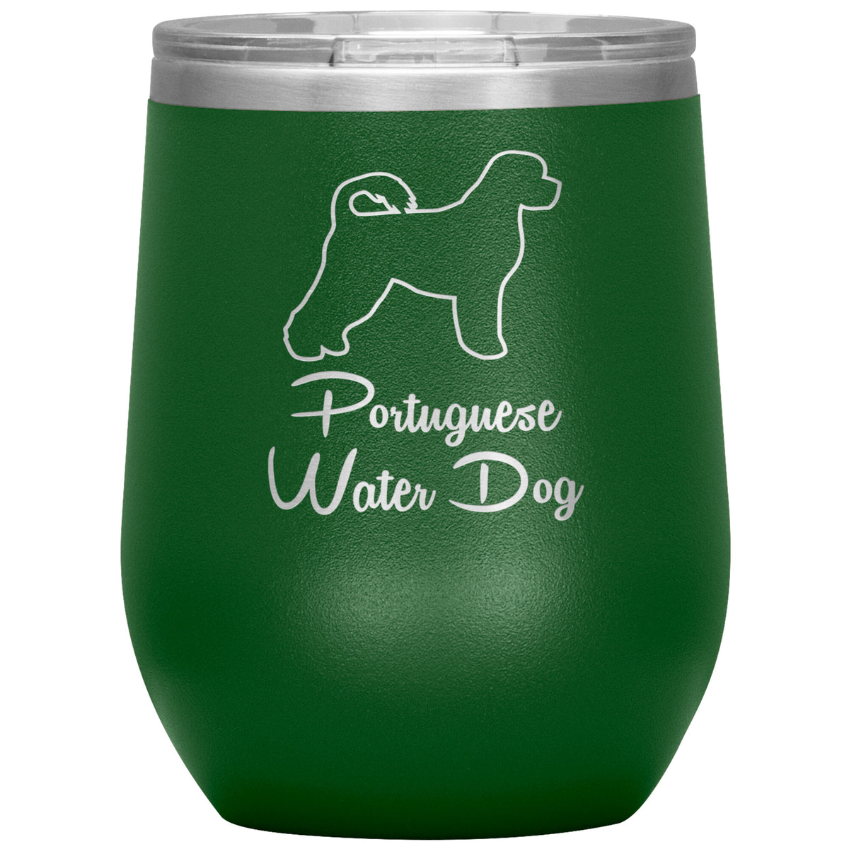 Portugese Water Dog Outlined Silhouette 12oz Wine Insulated Tumbler