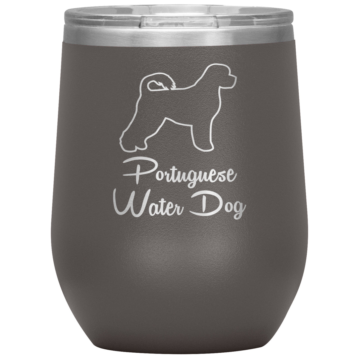 Portugese Water Dog Outlined Silhouette 12oz Wine Insulated Tumbler