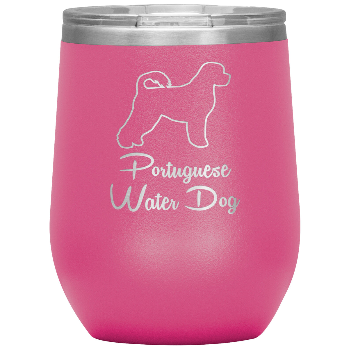 Portugese Water Dog Outlined Silhouette 12oz Wine Insulated Tumbler