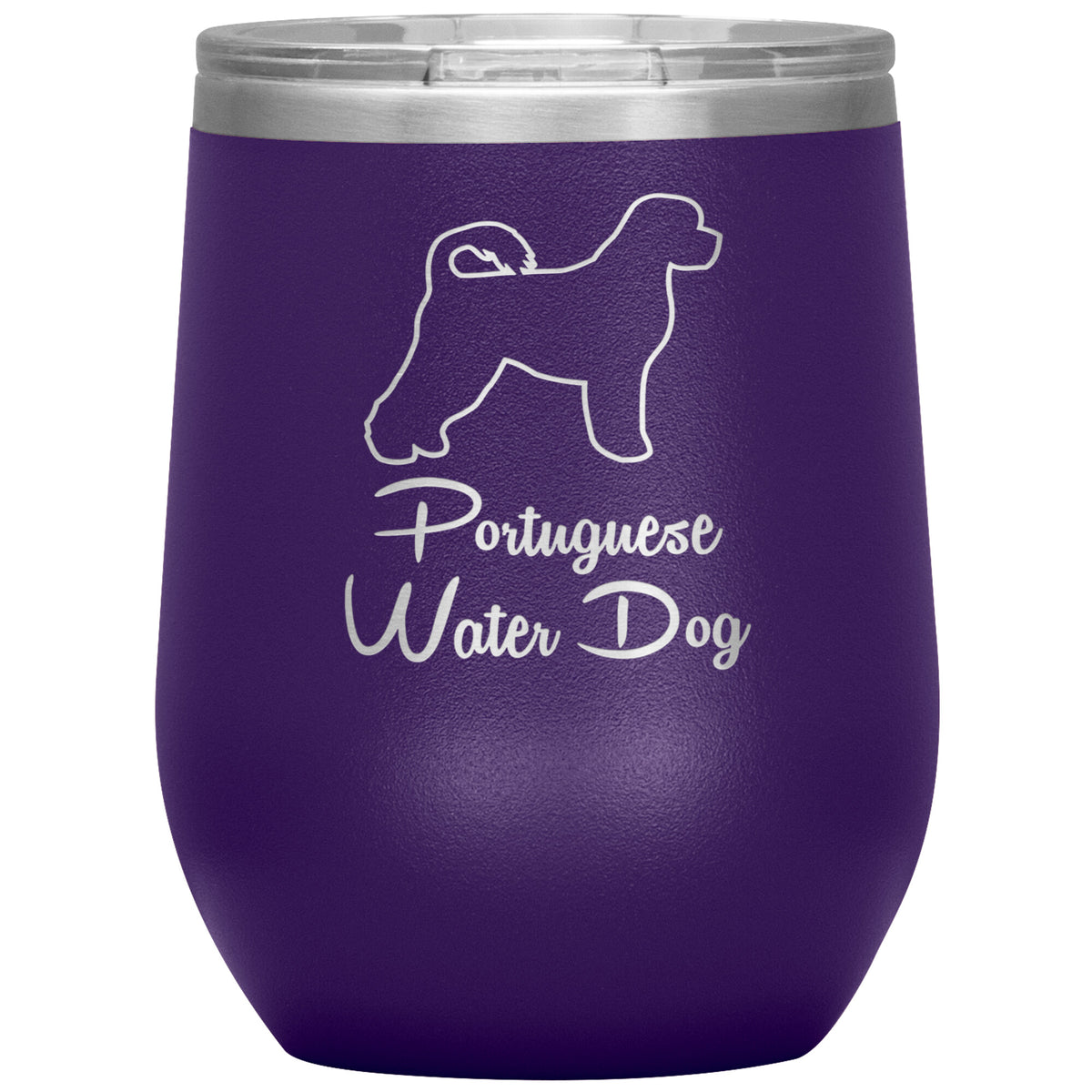 Portugese Water Dog Outlined Silhouette 12oz Wine Insulated Tumbler
