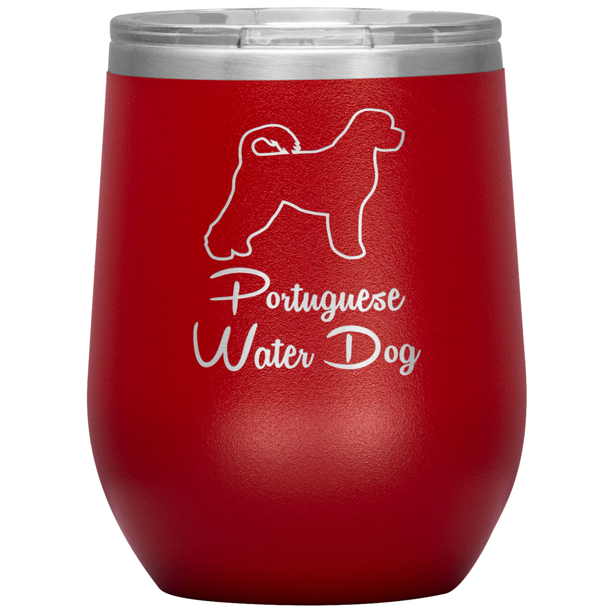 Portugese Water Dog Outlined Silhouette 12oz Wine Insulated Tumbler