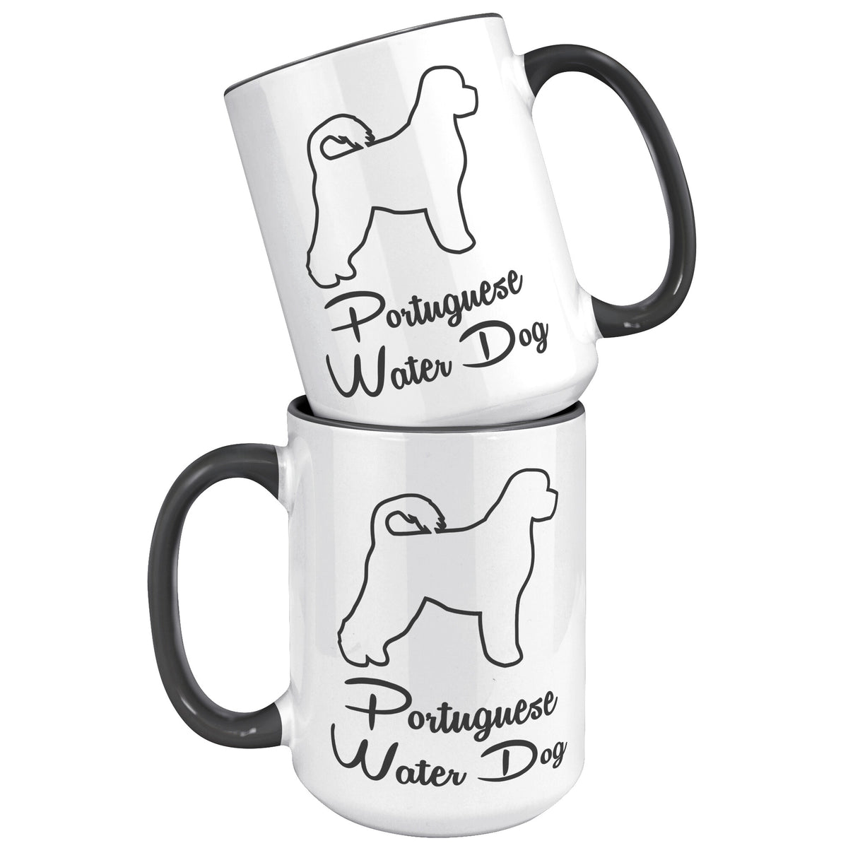 Portugese Water Dog Outlined Silhouette 15oz Accent Mug