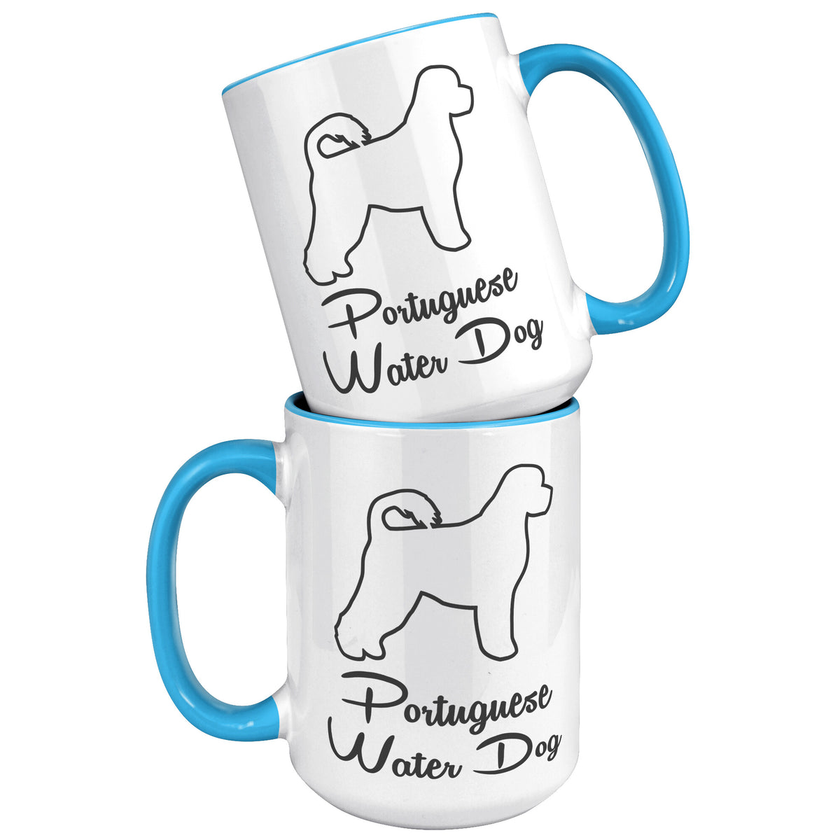 Portugese Water Dog Outlined Silhouette 15oz Accent Mug