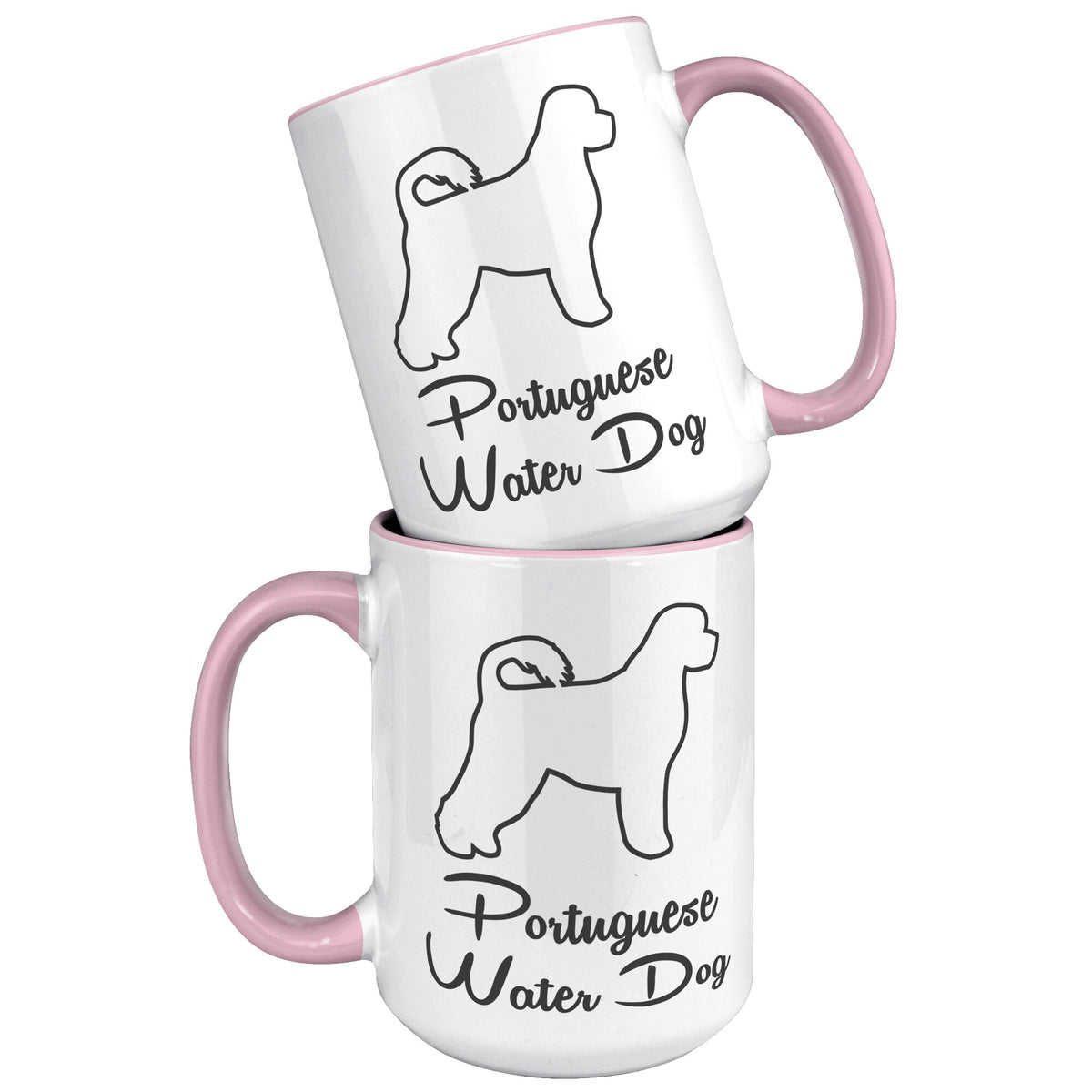 Portugese Water Dog Outlined Silhouette 15oz Accent Mug