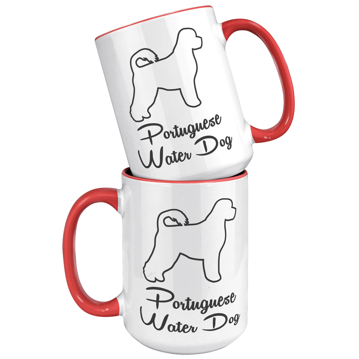 Portugese Water Dog Outlined Silhouette 15oz Accent Mug