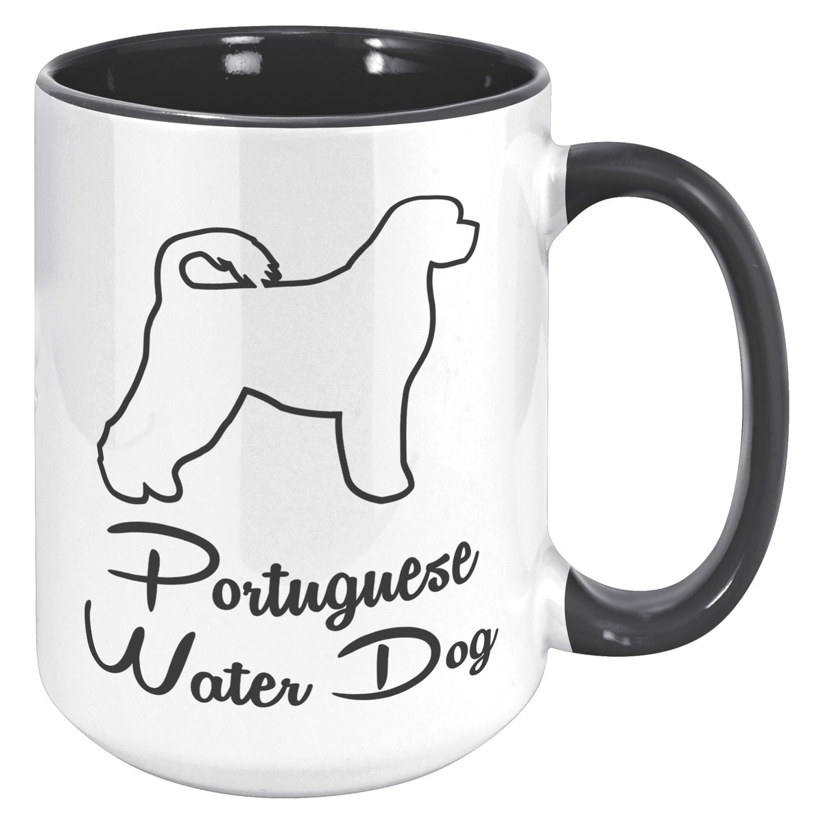 Portugese Water Dog Outlined Silhouette 15oz Accent Mug