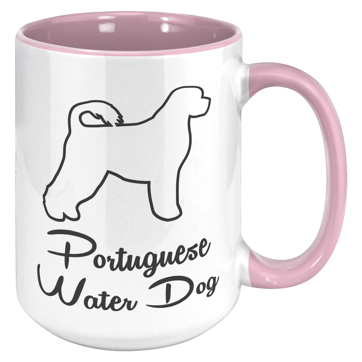 Portugese Water Dog Outlined Silhouette 15oz Accent Mug